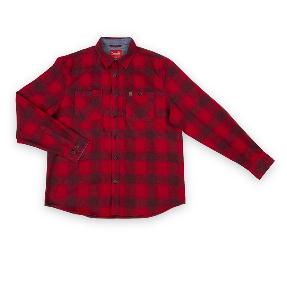 Coleman Shirt Mens Large Red Long Sleeve Buffalo Plaid‎ Flannel Button Down NWT